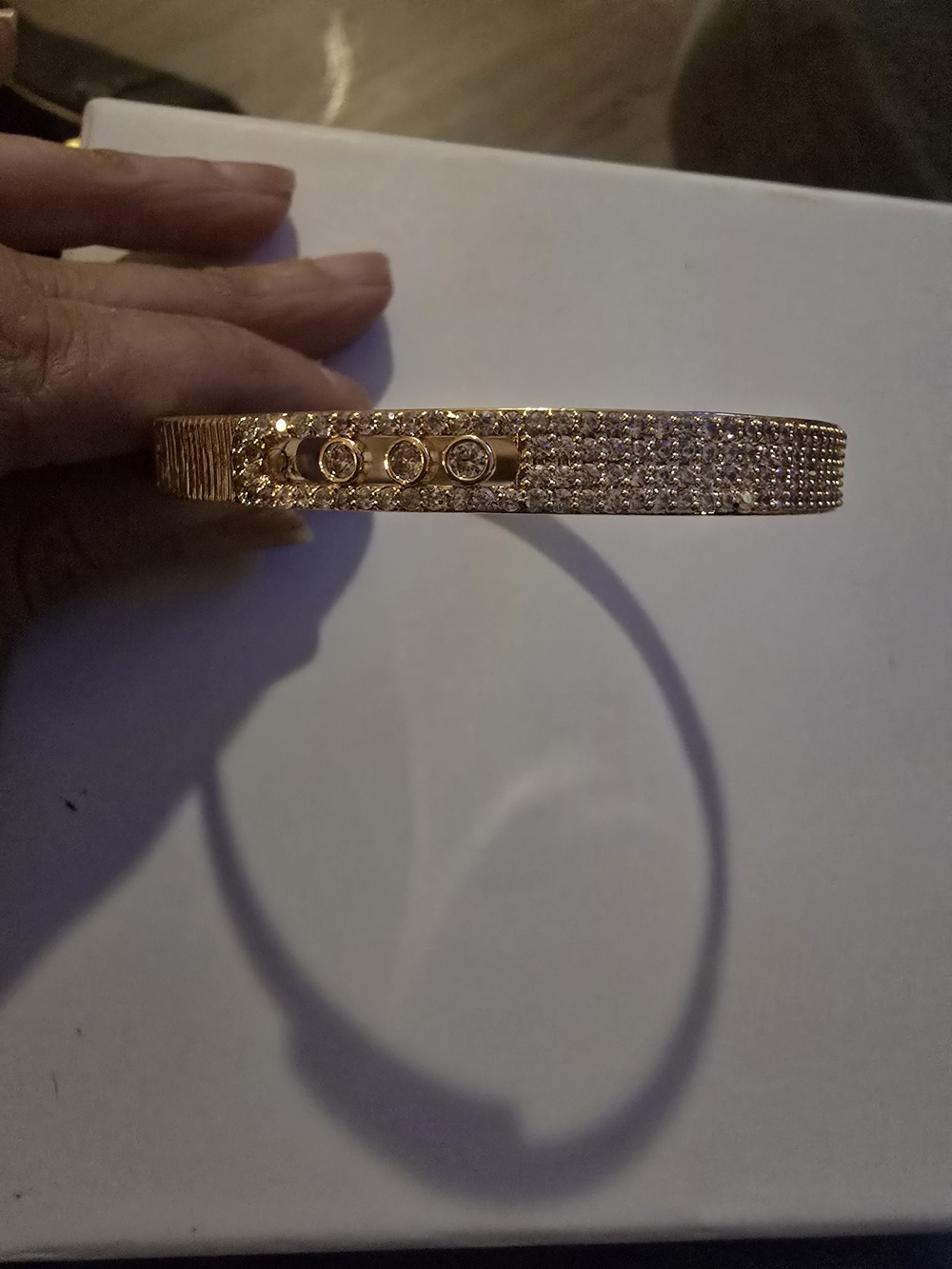 22kgp Dubai Messika Ste Jewelry Gold CZ Bracelet and Ring Set - Picture 6 of 16